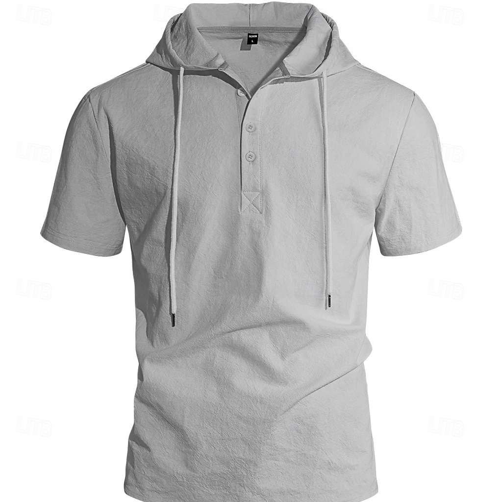 Men's Shirt Linen Shirt Button Up Shirt Solid Color Casual Beach Black White Navy Blue Khaki Short Sleeve Hoodie Summer Spring Clothing Apparel Buttons 2026 - $25.99 –P13