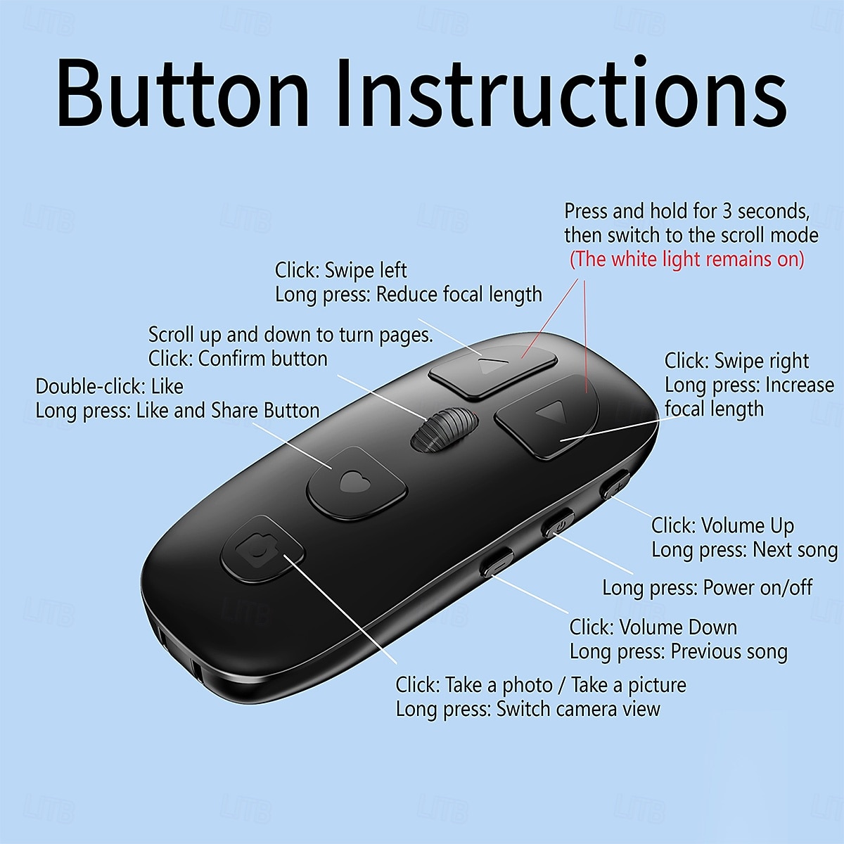 Bluetooth Page Turner for Kindle, TikTok Remote Control Scroller with Scroll Wheel, Wireless Selfie Camera Shutter Zoom Button for iPhone iPad Android, Long Battery Life 2026 - $17.99 –P9