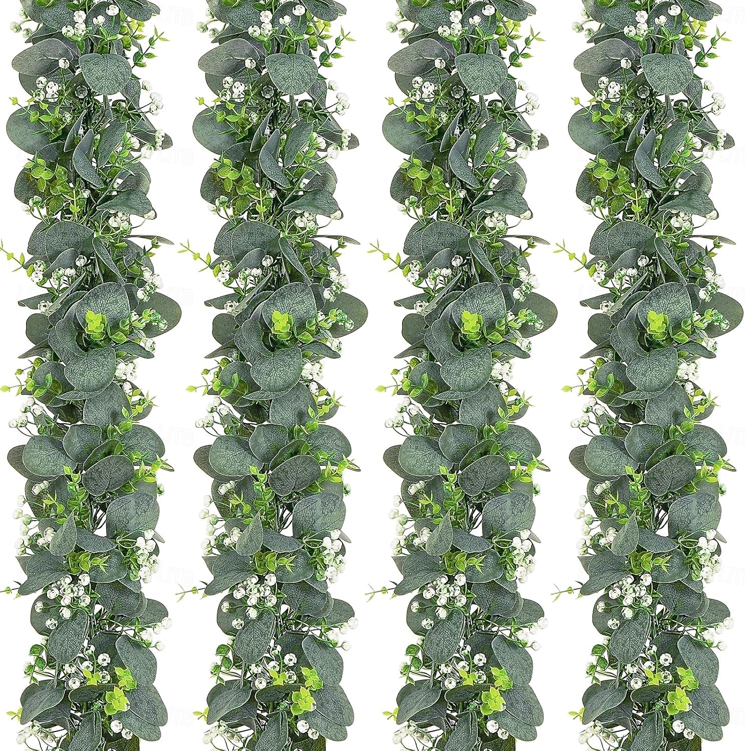 Conjunto de 4 guirlandas artificiais de eucalipto, 1,80 m de guirlanda de folhagem artificial com folhas de eucalipto prateado para decoração de casamentos, arcos, mesas, paredes, festas e casa. de 2026 por $21.99 –P1
