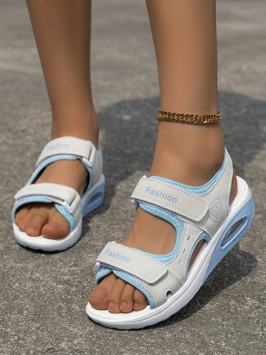 Dámské pohodlné sandály na suchý zip – prodyšné bílo-modré sportovní boty se vzduchovým polštářem pro chůzi, cestování a každodenní nošení 2026 - $32.99 –P4
