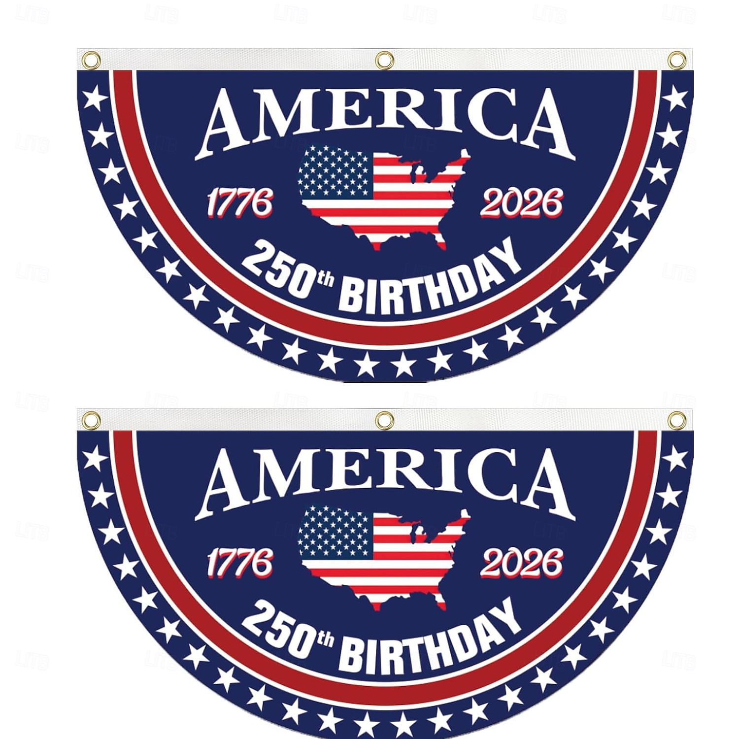 2PCS U.S. 250-årsjubileumsflagga 1,5X3 FT 1776-2026 Fläktflaggor Patriotiska stjärnor gårdsskyltar hängande dekoration för utomhus ytterdörr veranda välkomnande bakgrund med mässingsöglor 2026 - $18.99 –P1