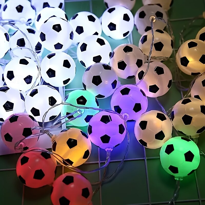 1 cadena de luces LED de 2 m y 10 ledes para balón de fútbol: luces LED de interior con caja de batería, luz cálida, luz blanca y opciones de luz de colores para sala de estar, dormitorio, fiesta y 2026 - $10.99 –P8