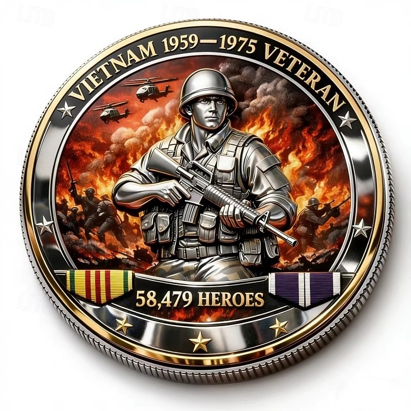 vietnami háborús veteránok emlékérme 1959–1975, 58 479 hős tiszteletére, katonai gyűjtői ajándék hadsereg, haditengerészet, tengerészgyalogság és légierő számára &parti őrség, hazafias emléktárgy 2026 - $19.99 –P2