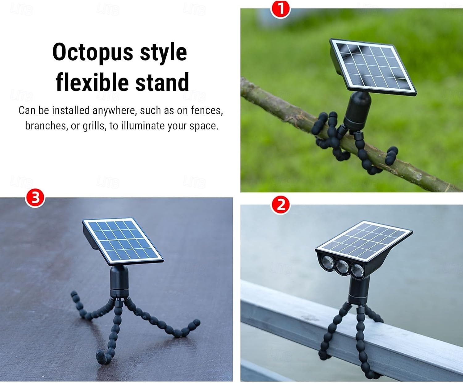 1 Pc Outdoor Solar Spot Light Wall Lamp, IP55 Waterproof, 3 LED Beads, Octopus Design, Dual Mounting Options, Decorative LED Landscape Light for Garden, Yard, Pathway, Lawn, Patio 2026 - $19.99 –P8