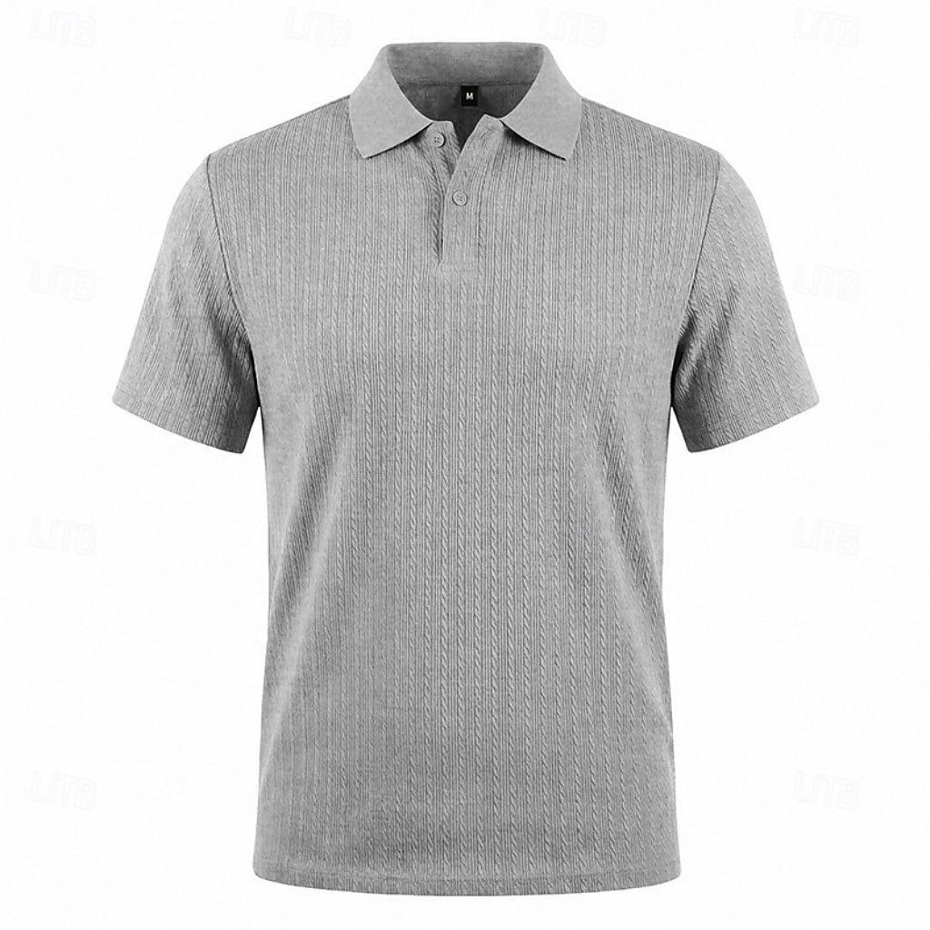 Herren Zopfstrick-Poloshirt Textur Geschäft Urlaub Revers Kurzarm Mode Modern Einfach Knöpfe Atmungsaktiv Sommer Frühling Schwarz Weiß Wein Marineblau Grün Khaki Zopfstrick-Poloshirt 2026 - $21.99 –P9