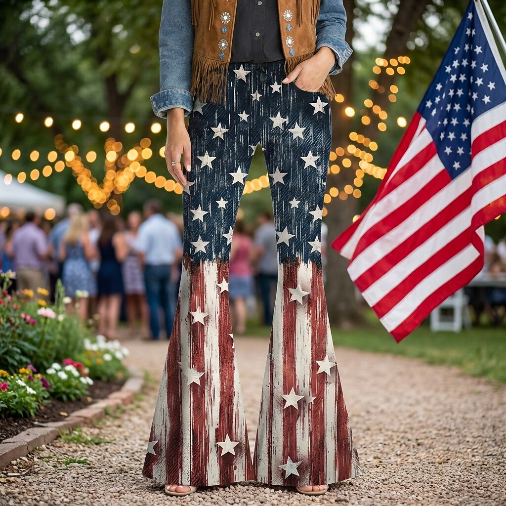 250° anniversario USA Retrò Vintage Anni '70 Pantaloni Pantaloni a zampa d'elefante Hippie Disco Vita alta Zigzag Costume Per donna Mascherata 4 Luglio Feste Giorno dell'Indipendenza Adulti Pantaloni del 2026 a $35.99 –P1