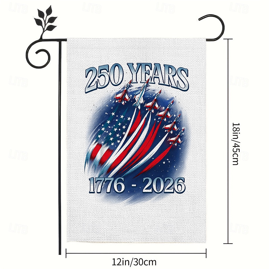 2 stk. 250-årsjubileumsflagg med USA-flagg, dobbeltsidig utendørs patriotisk hageflagg med Frihetsgudinnen, dekorasjoner til 4. juli for USAs 250-årsfeiring, varer fra USA, minnesmerke 1776-2026 2026 - $18.99 –P1