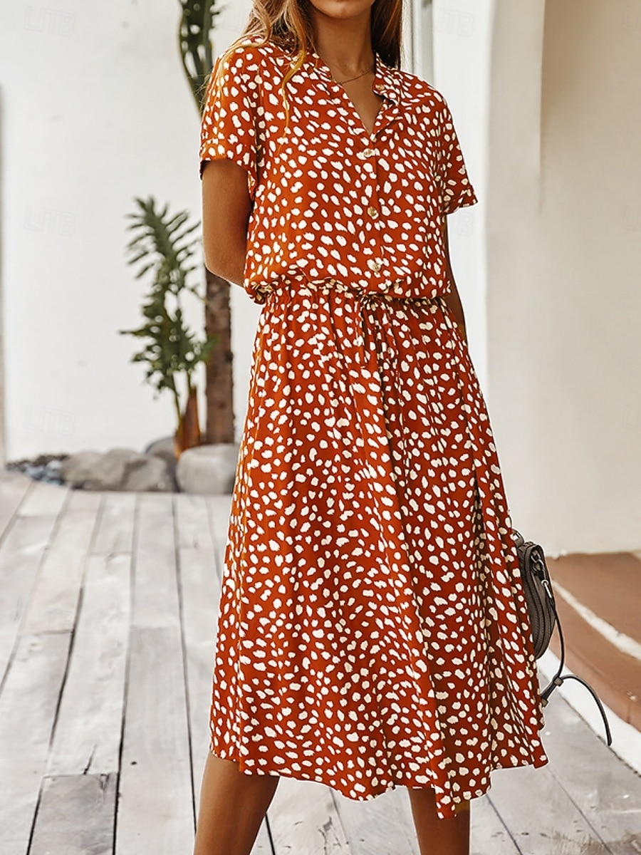 Dame Midikjole Uformell kjole Floral kjole Elegant Mote Moderne utendørs Feriereise Ut på byen Normal Blomstret Kortermet V-hals Blå Hvit Gul Navyblå Sommer Vår 2026 - $28.99 –P9