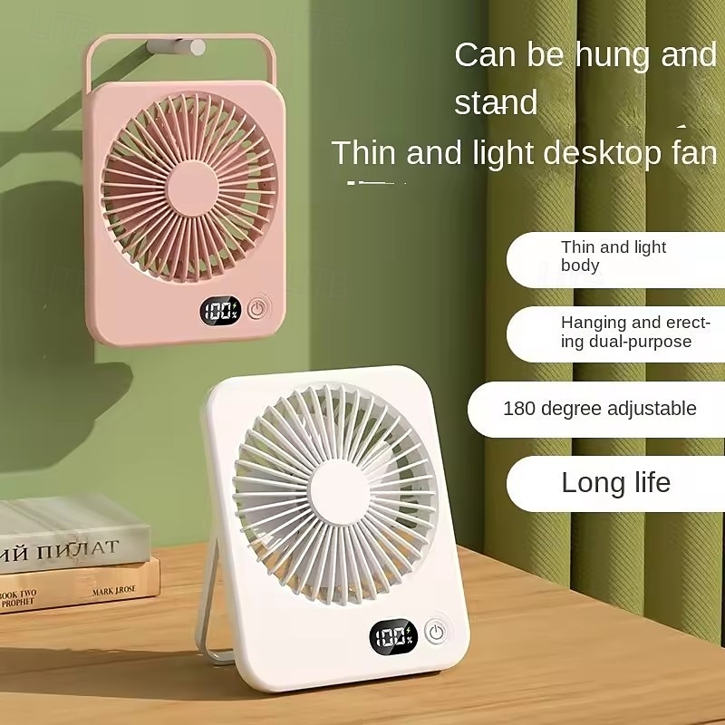 Portable Desk Fan with LED Battery Display, Rechargeable Table Fan, 180° Foldable Wall Hanging Personal Fan, Ultra-Thin Quiet USB Powered Fan for Office, Travel, Bedroom, Kitchen 2026 - $10.99 –P1