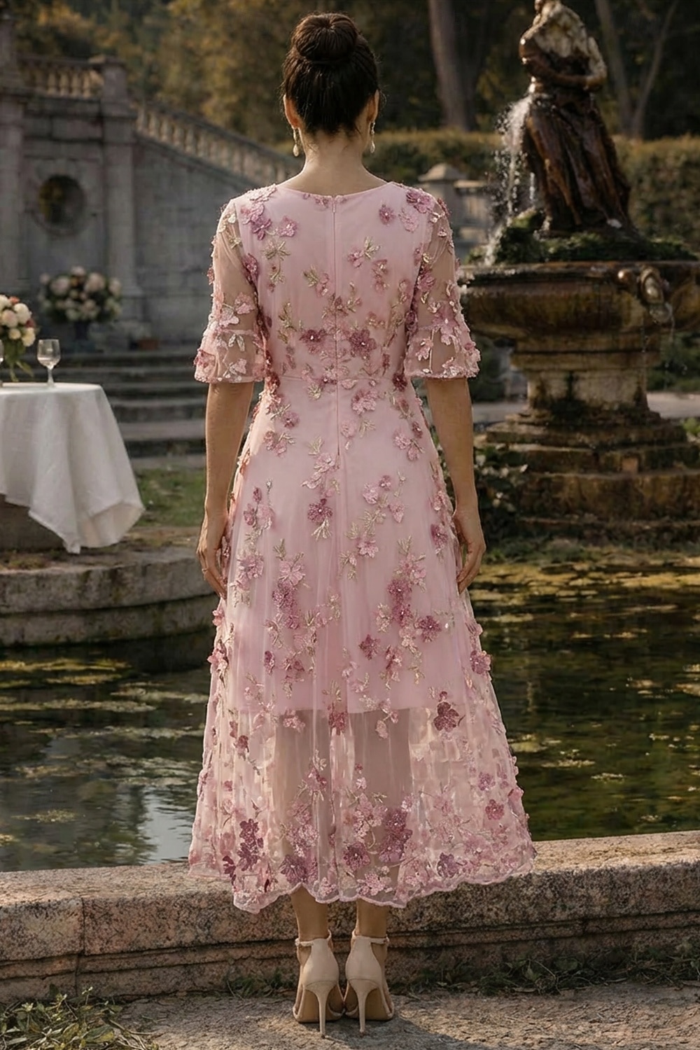 Linea ad A Abito Lunghezza alla caviglia Lunghezza Tè Vestito maxi Vestito da Festa Abito da Cocktail Abito da cerimonia per signora Manica Corta Scollo a V Elegante Vintage Lussuoso Formale Ospite del 2026 a $182.99 –P4
