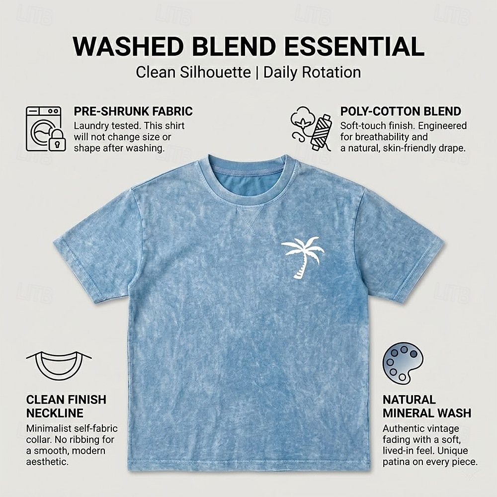 Per uomo Floreale Hawaii Maglietta Maglietta per lavaggio minerali Manica Corta maglietta Lavaggio acido Girocollo Camicia Vacanza Vintage Retrò Casuale Spiaggia Viaggio Blu Viola Grigio Estate del 2026 a $21.99 –P4