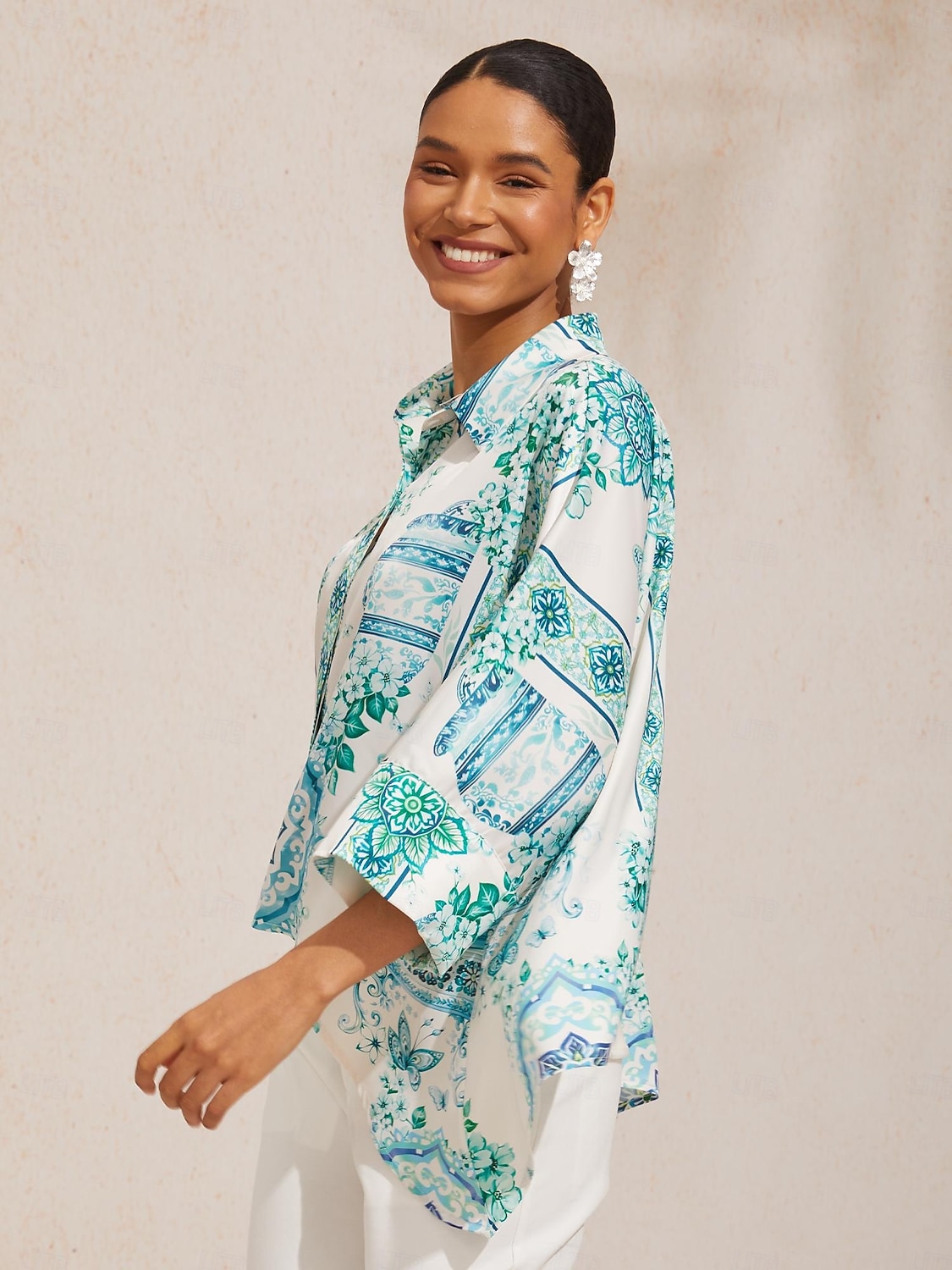 celadon bloom story zijdezacht satijnen shirt met vleermuismouwen 2026 - $67.99 –P9