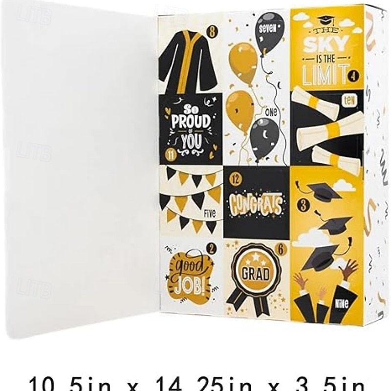 Calendario dell'Avvento di laurea di 12 giorni, scatola regalo vuota, elegante scatola di carta per laurea, confezione regalo a sorpresa da riempire per la laurea, scatola regalo con cappello di del 2026 a $16.99 –P3