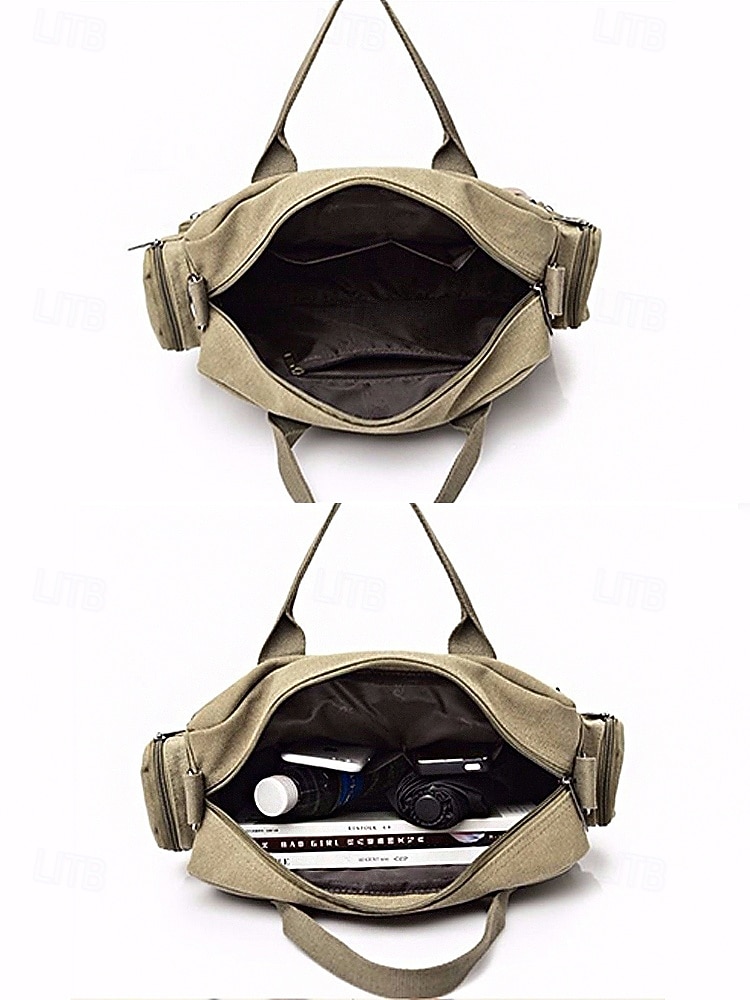 Herentas van canvas met meerdere vakken, geschikt als messenger- of crossbodytas – verstelbare riem, grote inhoud, duurzame stof, ideaal voor dagelijks gebruik, woon-werkverkeer en reizen. 2026 - $32.99 –P8