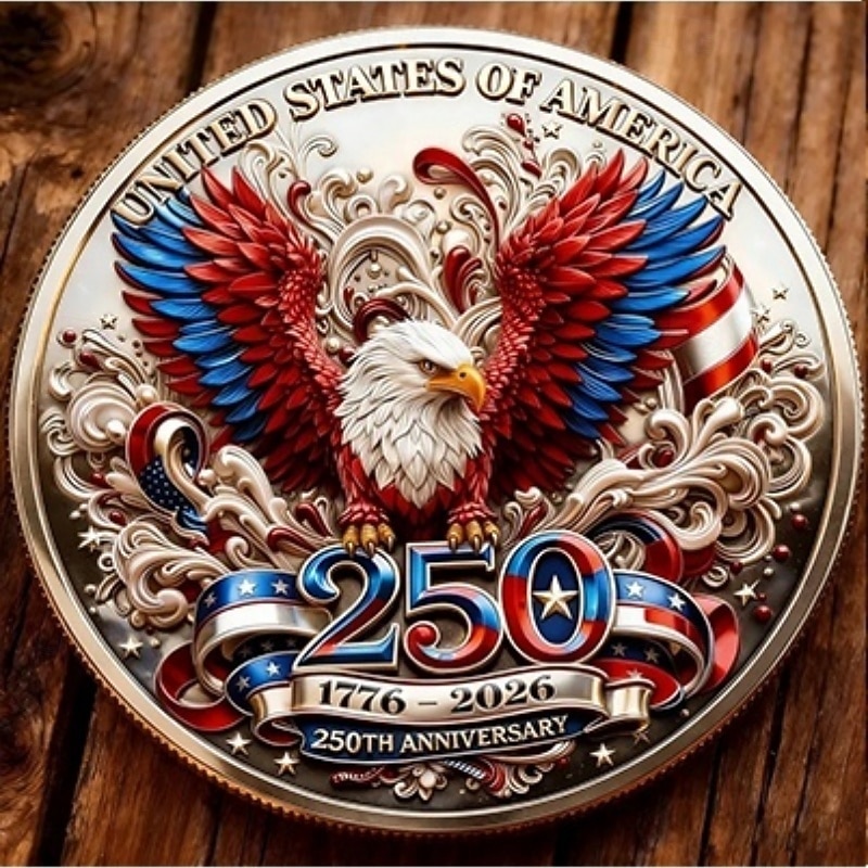 Moneta commemorativa del 250° anniversario degli Stati Uniti con maestosi disegni di aquile e 250° marchio che celebra la libertà americana da collezione del 2026 a $19.99 –P1