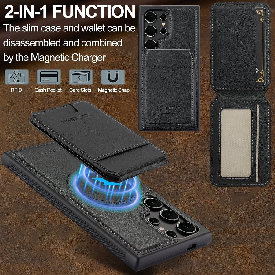 Phone Case For Samsung Galaxy S26 S26 Plus S26 Ultra Back Cover Magnetic Adsorption Wallet Case with Stand Holder Detachable Support Wireless Charging Retro PU Leather 2026 - $21.99 –P11
