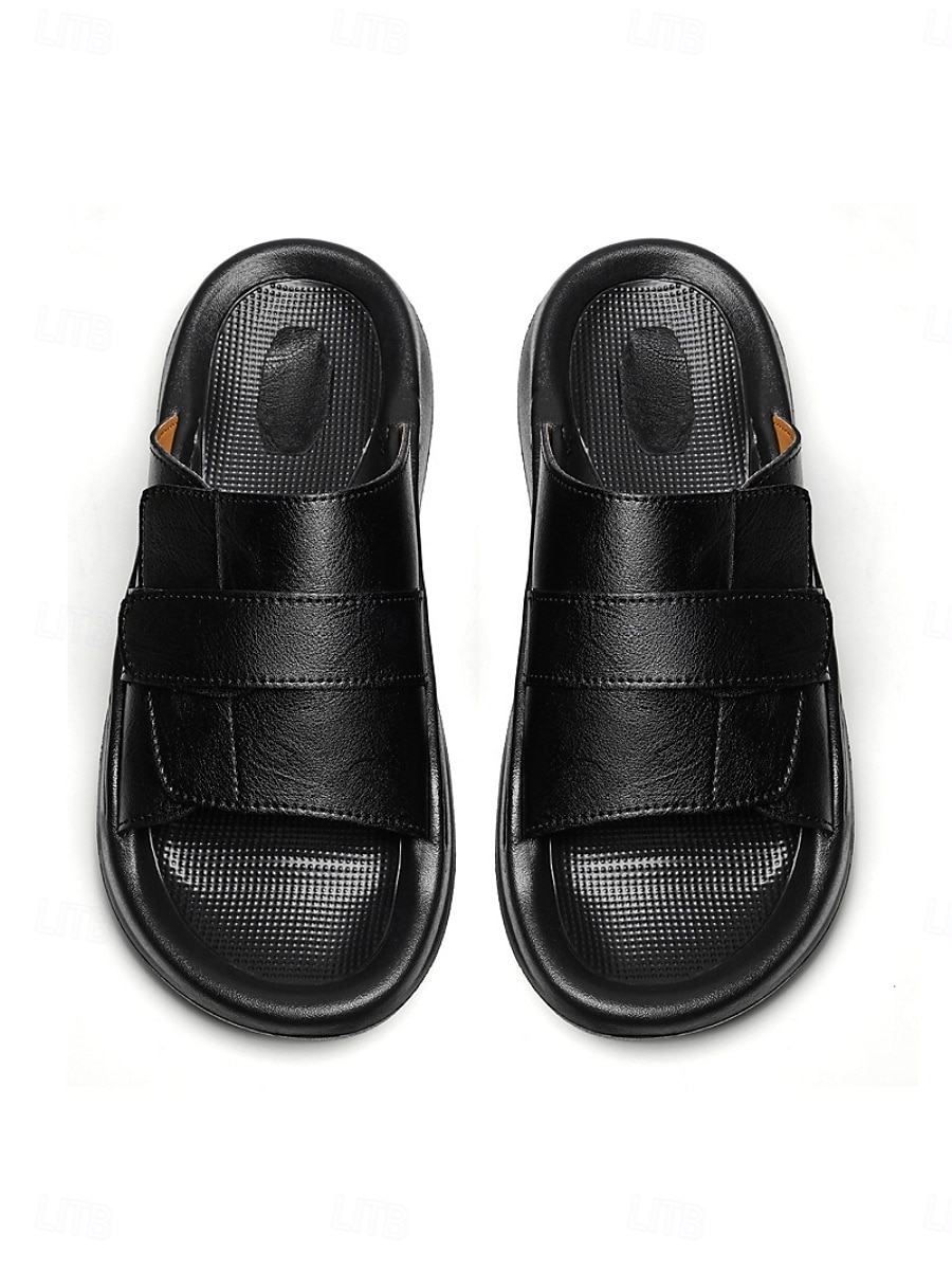 Men's Black Double Strap Slide Sandals Open-Toe Comfort Casual Slippers for Resort & Poolside, Beach Vacation, Travel, Seaside Relaxing, Summer Daily Wear and Outdoor Leisure 2026 - $42.99 –P3