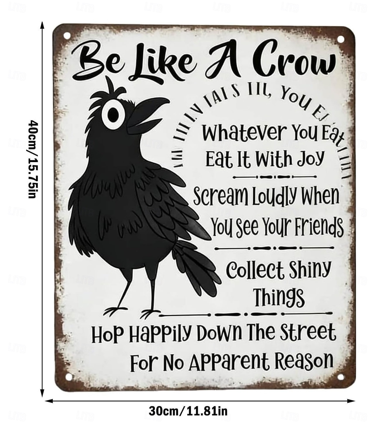 légy olyan, mint egy varjú vintage fém tábla, vicces pozitív falikép, varjú művészeti fali plakett humoros idézettel, rusztikus parasztház dekoráció otthoni irodába, konyhába és bárba, inspiráló 2026 - $11.99 –P10