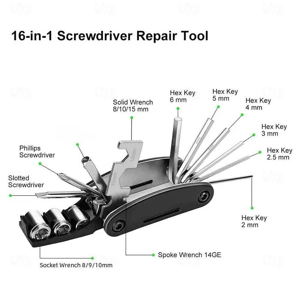 16 in 1 Portable Bicycle Repair Tools Kit Hex Wrench Nut Tire Screwdriver Motorcycle Bicycle Repair Tools 2026 - $9.99 –P3