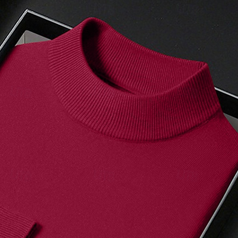 Men's Turtleneck Sweater Pullover Sweater Jumper Jumper Ribbed Knit Regular Tops Knitted Plain Mock Neck Keep Warm Modern Contemporary Daily Wear Going out Clothing Apparel Fall Winter Black White S 2026 - $26.99 –P9
