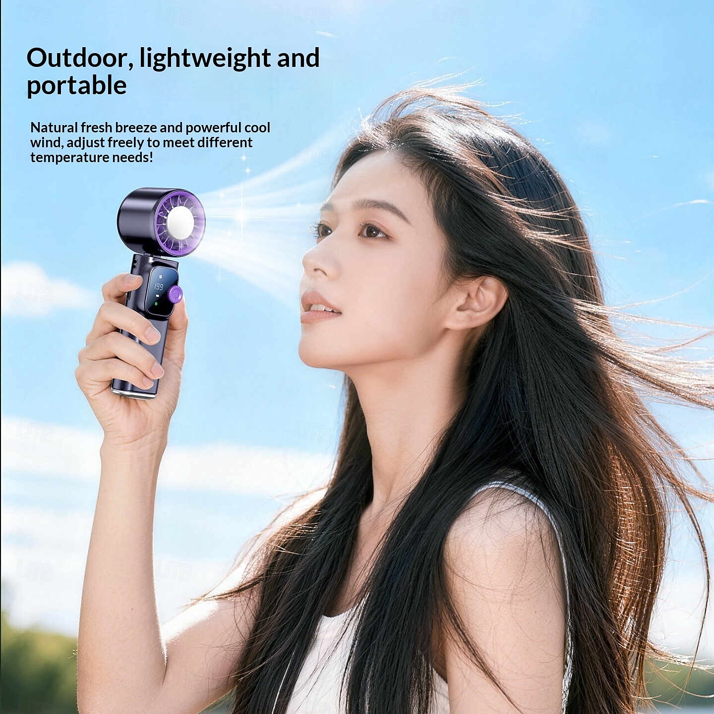 Handheld Fan with Cooling Plate, Portable Personal Fan, Digital Display 199 Speeds Adjustable, Foldable Mini Fan with Lanyard, High Speed Turbo Fan for Women Men Travel, Outdoor, Office 2026 - $29.99 –P5