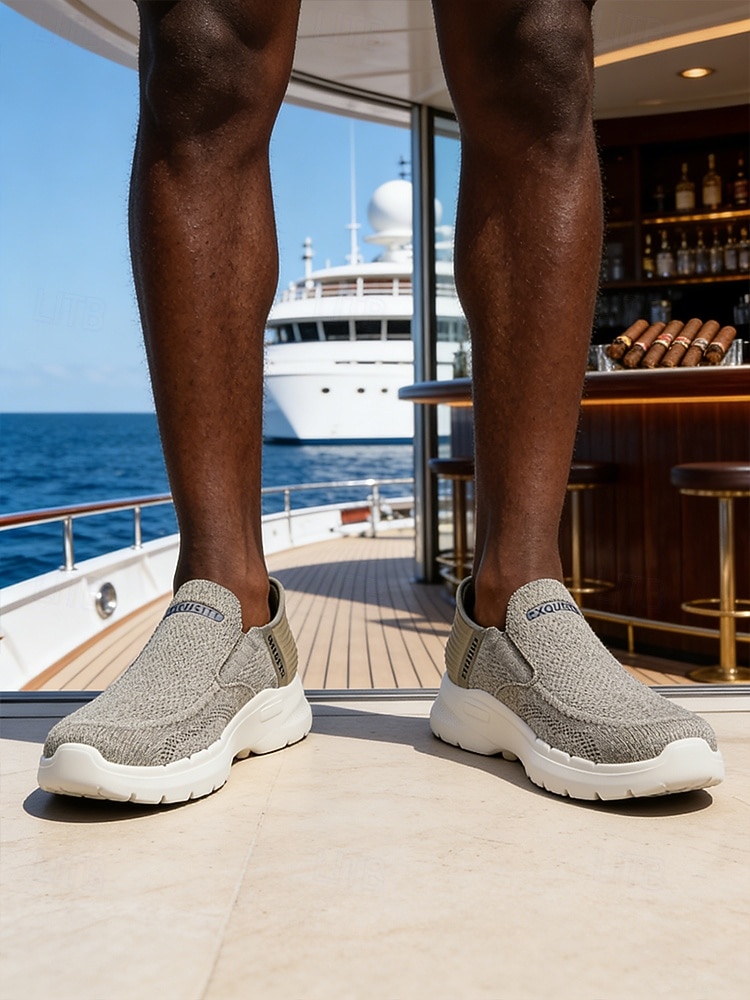 Zapatillas deportivas de punto sin cordones para hombre – calzado informal para islas y cruceros, ligero y transpirable, ideal para viajes y vacaciones. 2026 - $46.99 –P3