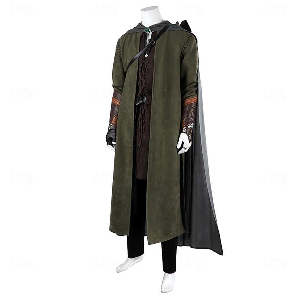 Setti Vintage Keskiaika Renessanssi Päälystakki Housut Viitta lisävarusteiden kanssa Pitkähihainen Soturi Ranger Naamiaispuku Miesten Fantasia Halloween Karnevaali Renessanssin messut LARP Aikuisten 2026 - $334.49 –P2