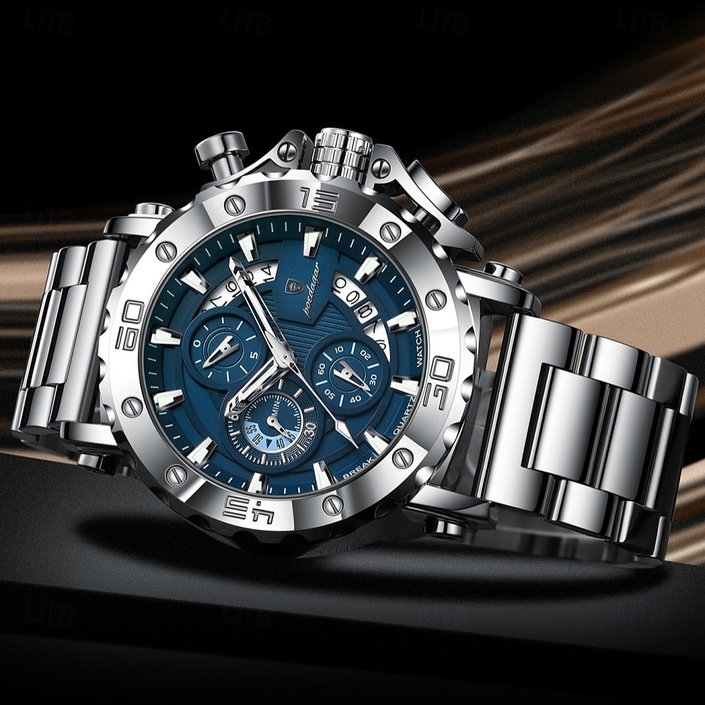 Men's Gold Watch, Luxury Chronograph Big Face Quartz Analog Wristwatch with Gold Stainless Steel Band, Waterproof Luminous Business Sport Fashion Watch with Date Display, Gift for Men 2026 - $46.99 –P9