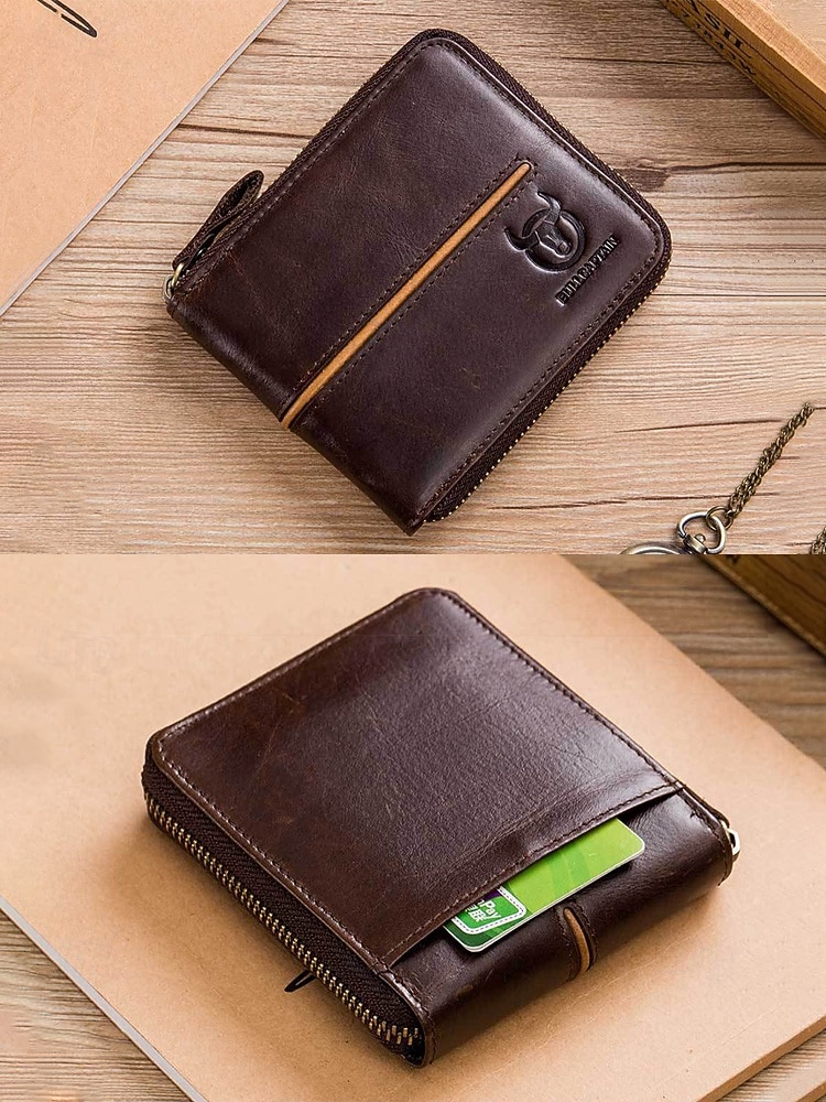 Herre vintage lommebok i ekte skinn i flere farger stor kapasitet flere kort glidelås rundt bifold lommebok for uformell daglig bruk, reiseferie og hverdagsbruk 2026 - $26.99 –P7