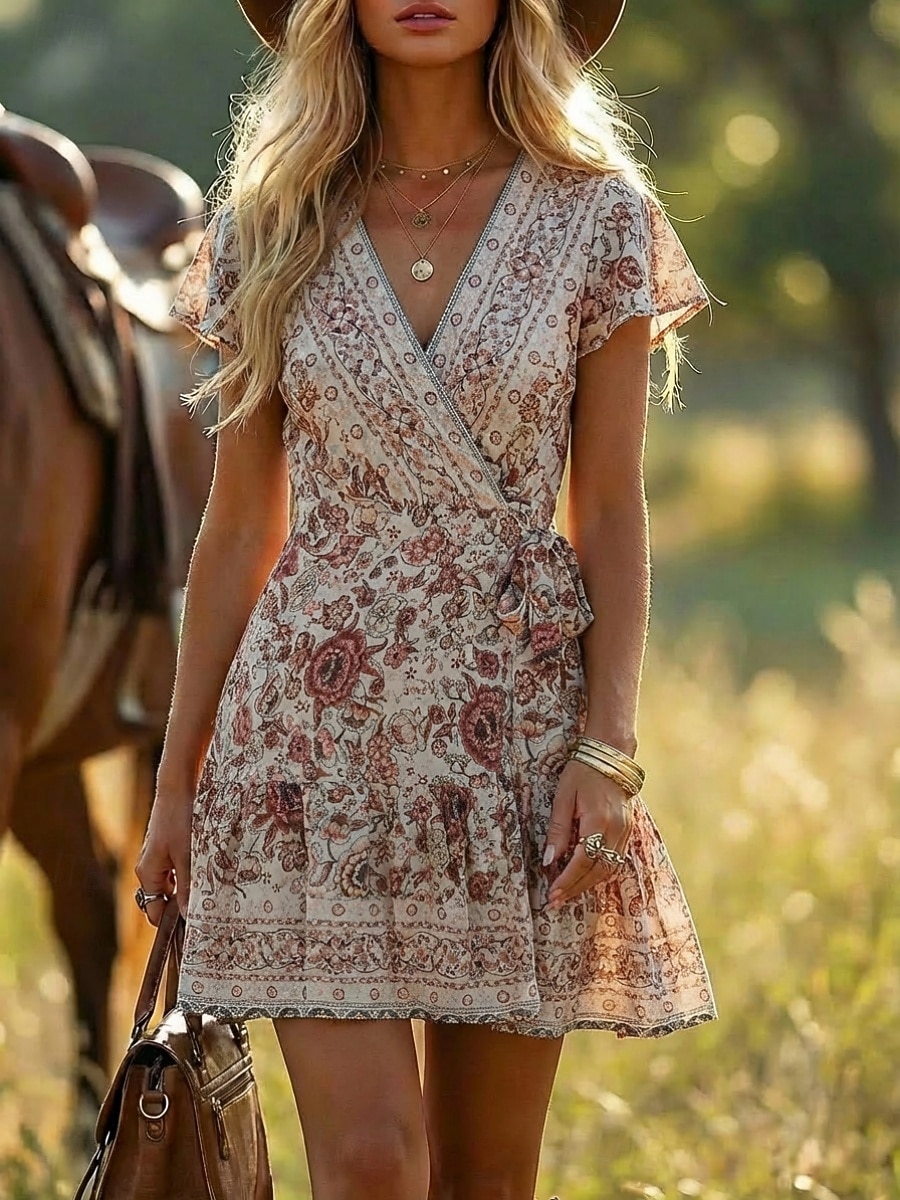 casual boho mini dress woman Boho Mini Dresses