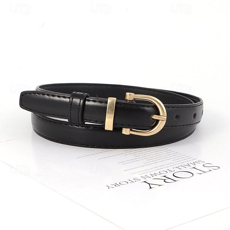 Women's PU Buckle Belt PU Leather Metal Bucke Geometric Casual Daily Holiday Black Brown Beige Coffee 2026 - $2.49 –P6