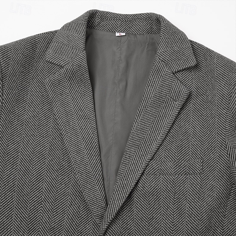 Blazer da uomo in tweed a spina di pesce – giacca sportiva slim fit vintage, monopetto a 2 bottoni, business casual, autunno inverno, disponibile in marrone, blu, grigio del 2026 a $79.99 –P14