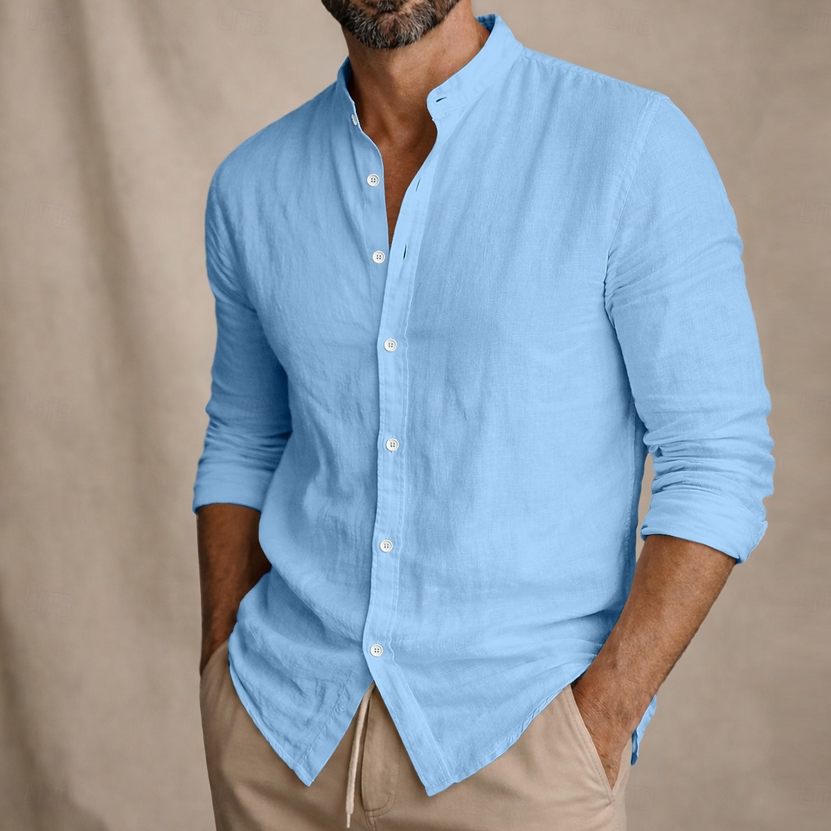 Per uomo Camicia Camicia Estiva Abbigliamento da spiaggia Camicia con colletto alla coreana Camicia con Bottoni Semplice Casuale Quotidiano Blu Nero Bianco Rosa Manica Lunga Collo alla coreana del 2026 a $25.99 –P6