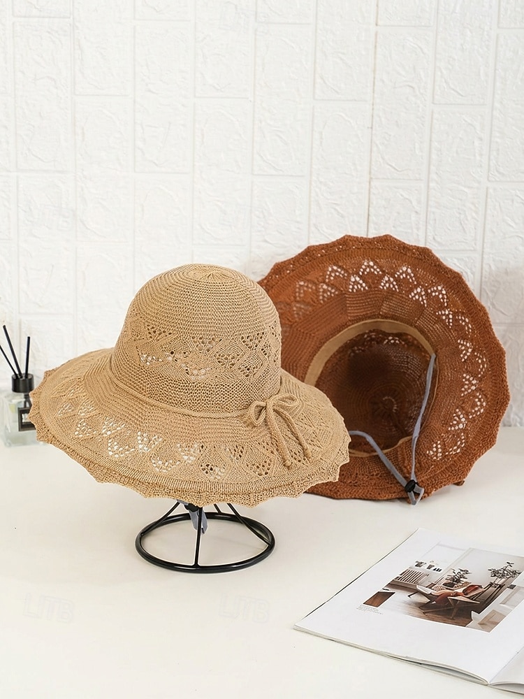 Opvouwbare zonnehoed voor dames, lichtgewicht polyester, boho-stijl, meerkleurig, ademend en opvouwbaar, perfect voor vakantie, reizen, strand en dagelijks gebruik. 2026 - $11.99 –P8