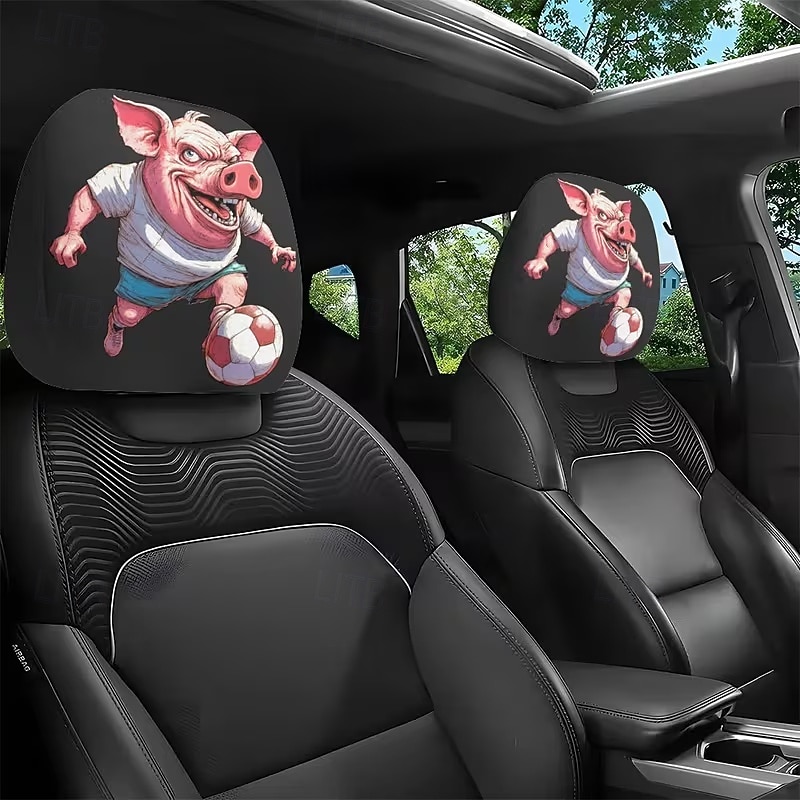 2 db rajzfilmfigura, focimeccs mintás fejtámla huzat autóba, belső dekoráció, rugalmas kialakítás, univerzális illeszkedés, alkalmas napi ingázásra és családi kirándulásokra, tökéletes szórakoztató 2026 - $8.99 –P2