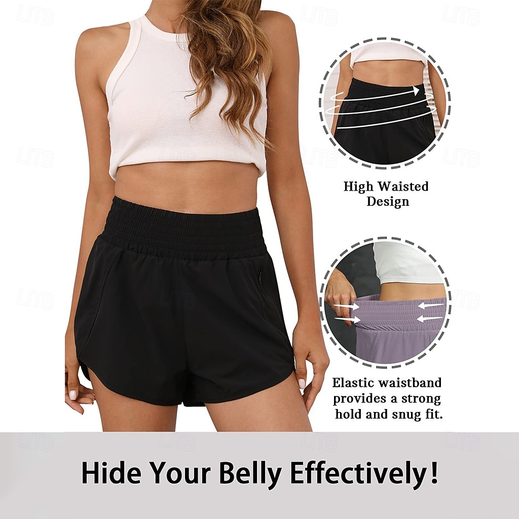 Women's Athletic Shorts Shorts Summer Shorts Beach Shorts Vacation Fashion Casual Daily Short High Waist Elastic Waistband Asymmetric Zipper Pocket Comfort Quick Dry Soft Micro-elastic Streetwear 2026 - $20.99 –P3