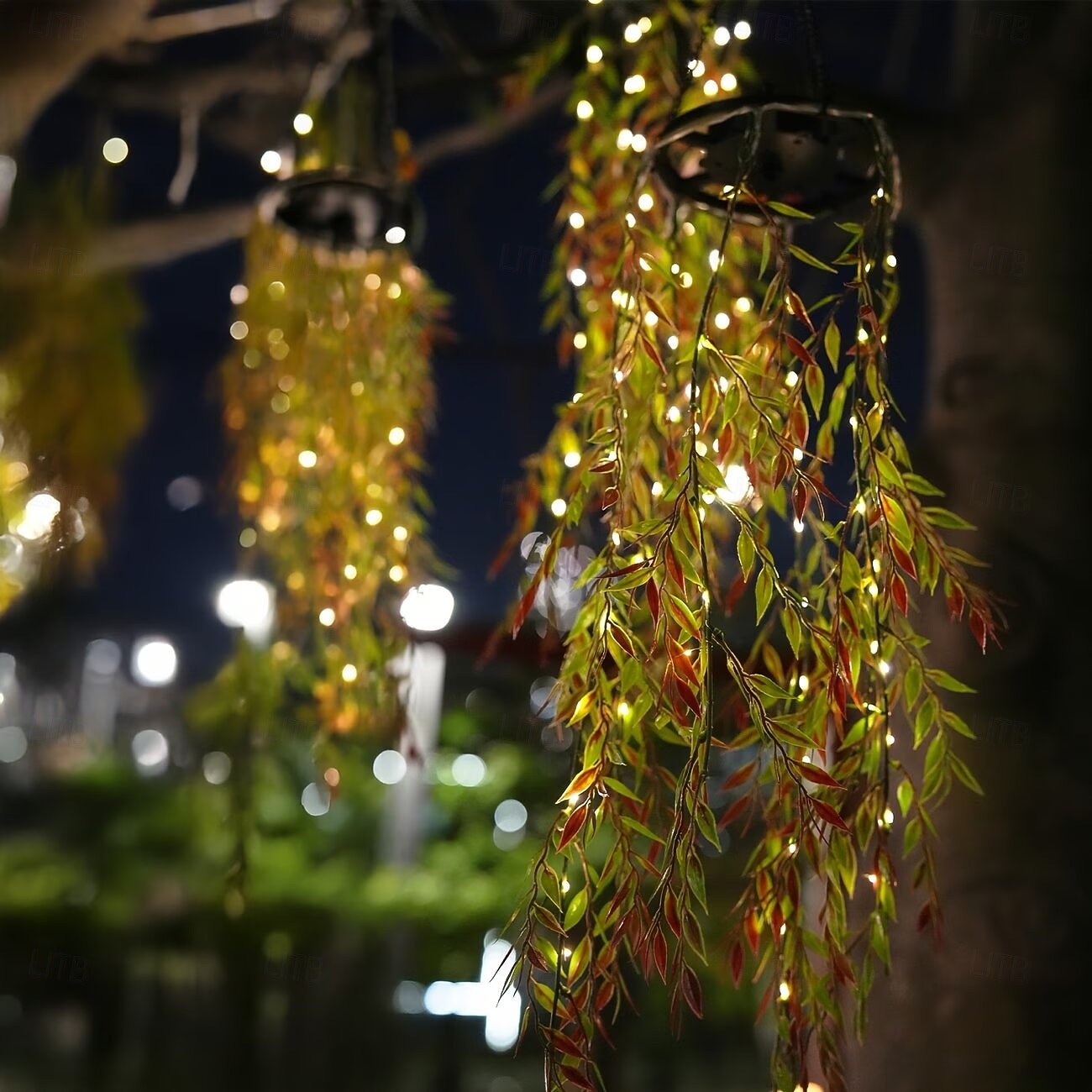 LED-tuinverlichting op zonne-energie met kunstmatige hangende bamboebladeren, imitatie hangende klimplanten, kunstmatige bamboe- en wilgenbladverlichting, geschikt voor tuinen, bruiloften en feesten, 2026 - $35.99 –P1