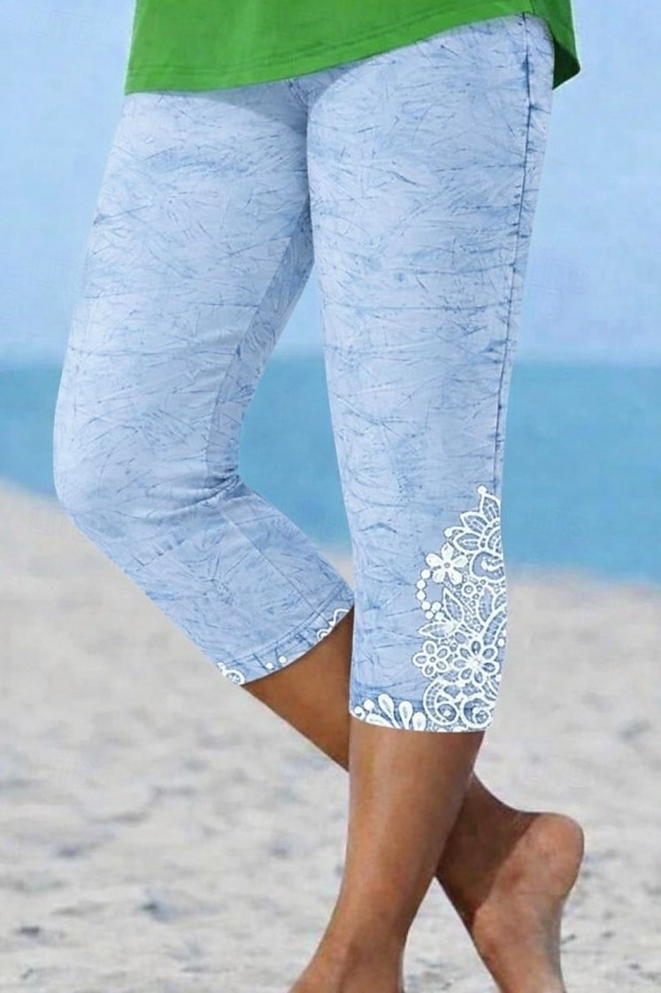 Femmes Pantalon capri Leggings Vacances ancien Mode Longueur mollet Taille Moyenne Fleuri Graphique Impression Imprimé Confort Doux Respirant Élastique Occasionnel Quotidien Vacances Bleu marine Bleu de 2026 ? $19.99 –P1