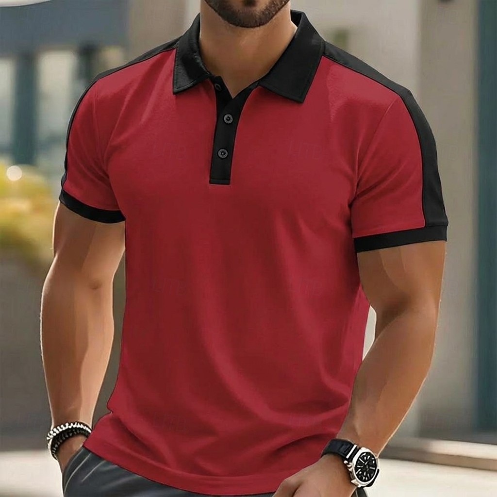 Homme Polo Chemise de golf Occasionnel Sports Classique Manche Courte Mode Frais Bloc de Couleur Boutons Été Printemps Printemps & Automne Coupe régulière Noir Blanche Rouge Bordeaux Kaki Gris Claire de 2026 ? $16.99 –P3