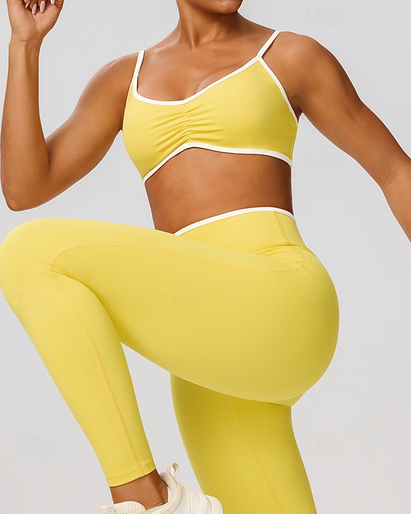 Damskie Biustonosz do jogi Biustonosz Pilates Stanik sportowy Bielizna Push Up Antywibracyjny Oddychający Z marszczeniami Wyściełany Jednokolorowe Sport Odzież sportowa Czarny Żółty Bieganie Zdatno 2026 - $21.99 –P6