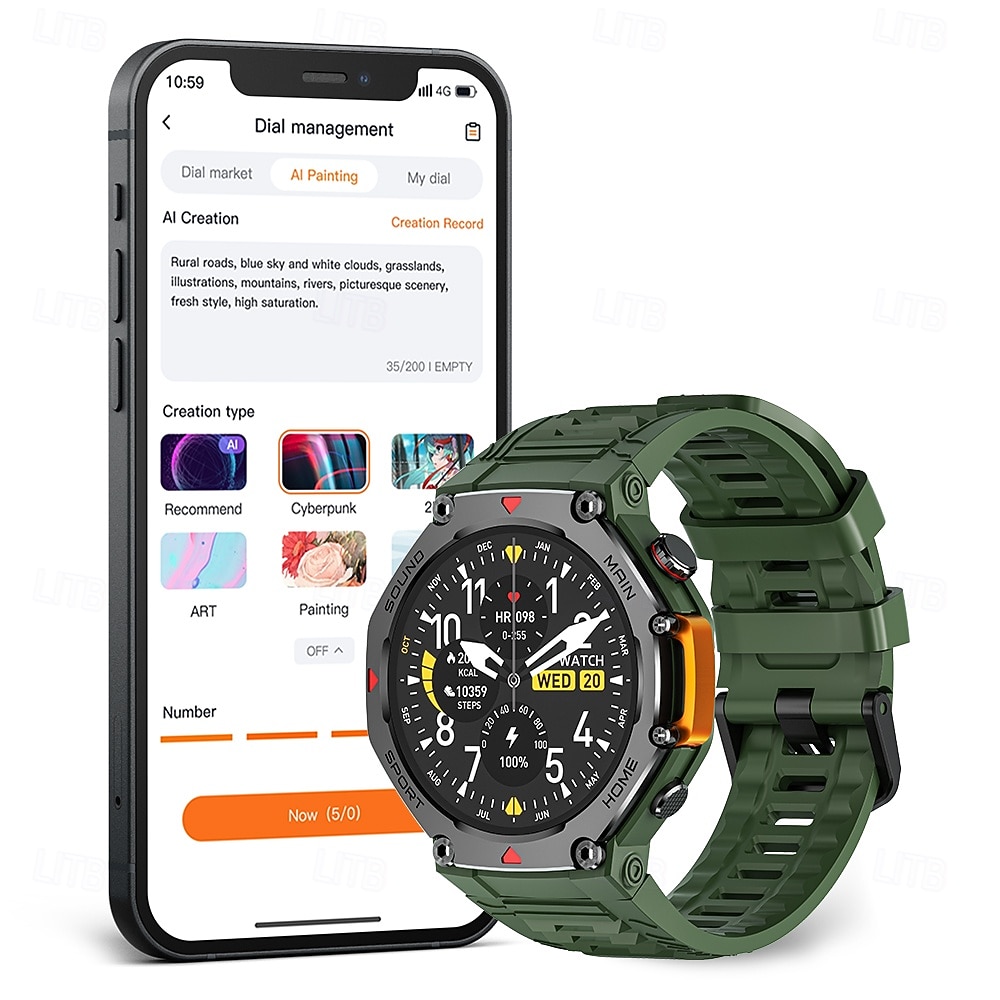 Nuovo smartwatch impermeabile 5 ATM, ideale per attività all'aperto, monitoraggio sportivo, pagamenti PayPal, chiamate Bluetooth, schermo HD da 1,45" 466*466, smartwatch indossabile 2025 del 2026 a $76.99 –P18