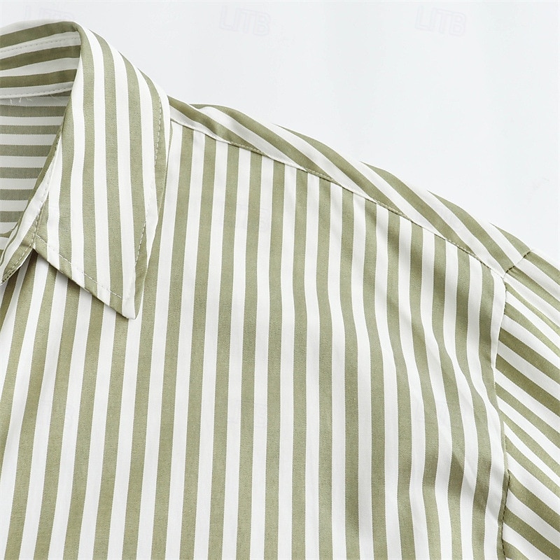 Dames Overhemd Overhemden met linnenlook Button-down overhemd Blouse Gestreept Stijlvol Klassiek Modern Lange mouw Revers Normale tops Dagelijks Feestdagen Uitgaan blauw Geel Blozend Roze Rood 2026 - $29.99 –P6