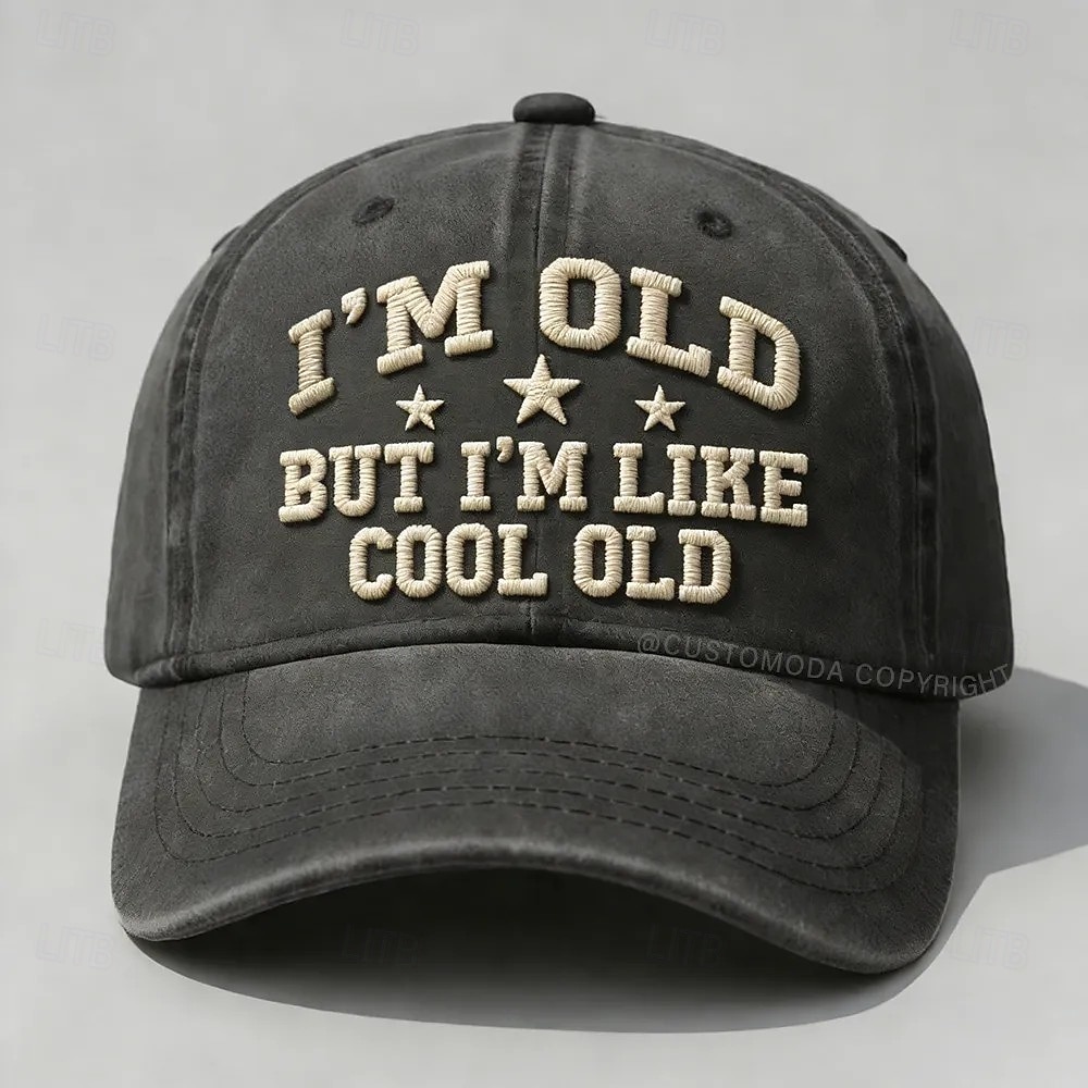 Cappellino da baseball vintage effetto invecchiato ricamato "Sono vecchio ma sono un vecchio figo", divertente cappellino retrò da papà, cappellino vintage in cotone lavato regolabile per uomo e del 2026 a $21.99 –P1