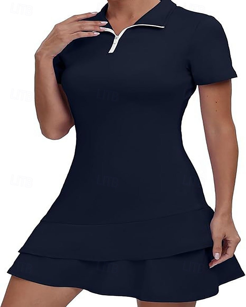 Dam Grafisk Leopard Geometrisk Tennisklänning med shorts Sportklänning Golfpikéklänning Kortärmad Fjärdedels blixtlås Asymmetrisk Elastisk Svettavvisande Andningsfunktion Tennis Golf Badminton 2026 - $22.99 –P9