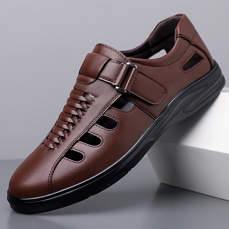 Sapatos casuais masculinos marrons com fivela e recortes, confortáveis para caminhada, ideais para uso diário, viagens, dirigir, escritório, looks casuais de negócios, fins de semana e estilo elegante. de 2026 por $42.99 –P1