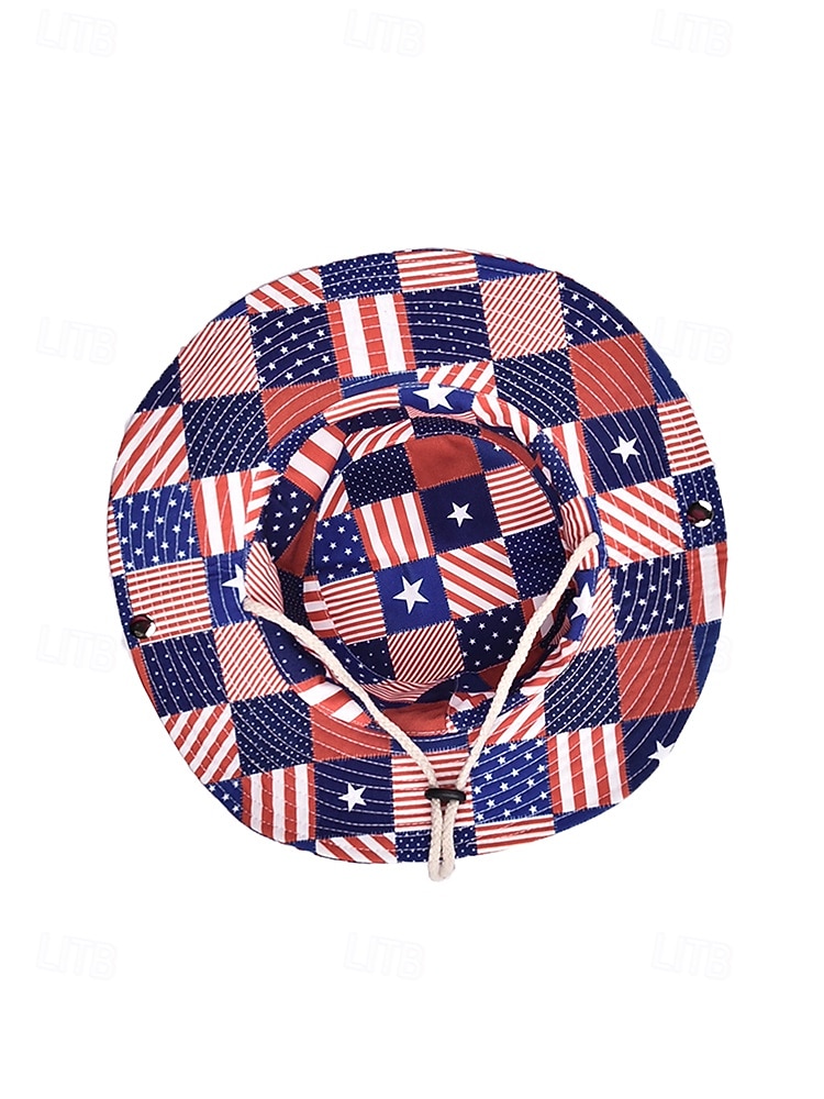 Женская ковбойская шляпа-панама из полиэстера с принтом, 2 в 1, многофункциональная, с патриотическим дизайном в виде флага США, идеально подходит для празднования 250-летия США, Дня независимости и повседневной носки. 2026 - $14.99 –P9