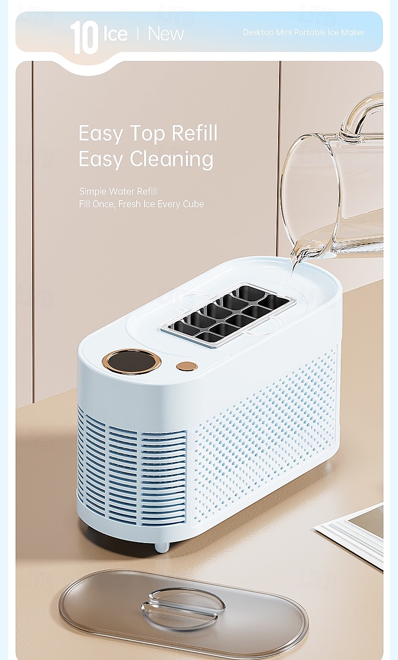 Миниатюрный портативный льдогенератор, настольный, быстрое приготовление льда за 10-15 минут, 8 твердых кубиков льда за цикл, компактный, небольшой, быстродействующий льдогенератор для дома, офиса, 2026 - $115.99 –P14