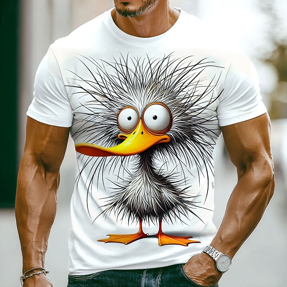 Herren Tiermotiv Lustig Ente Mürrisch T Shirt Kurzarm T-Shirt 3D-Druck Rundhalsausschnitt Hemd Übertrieben Designer Party Ferien Weiß 1 Khaki Weiß 2 Sommer Frühling Bekleidung S M L XL XXL XXXL 2026 - $21.99 –P1