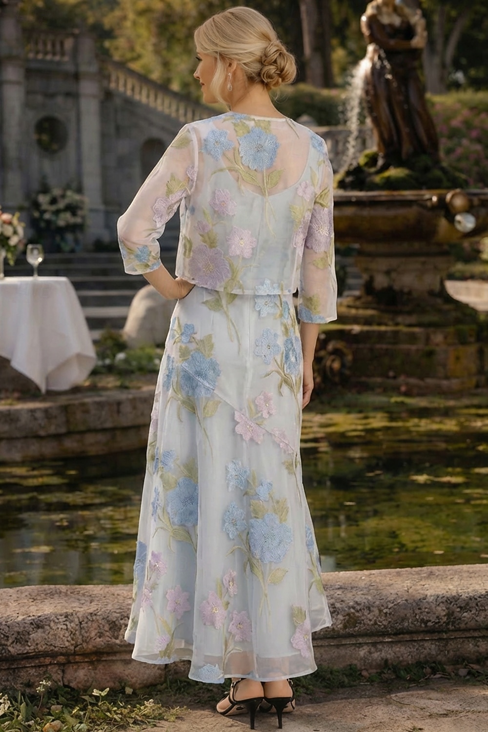 Из двух частей А-силуэт Ниже колена Свадебное платье для гостей Платье для матери невесты Без рукавов Рукав 3/4 V-образный вырез Элегантный стиль Простой Официальные Дерби в Кентукки Полуформальный 2026 - $196.99 –P3