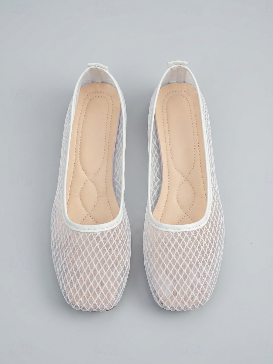 ballerine da donna in rete traspirante bianca, scarpe casual leggere e slip-on per i viaggi, estate &comfort quotidiano del 2026 a $19.99 –P2